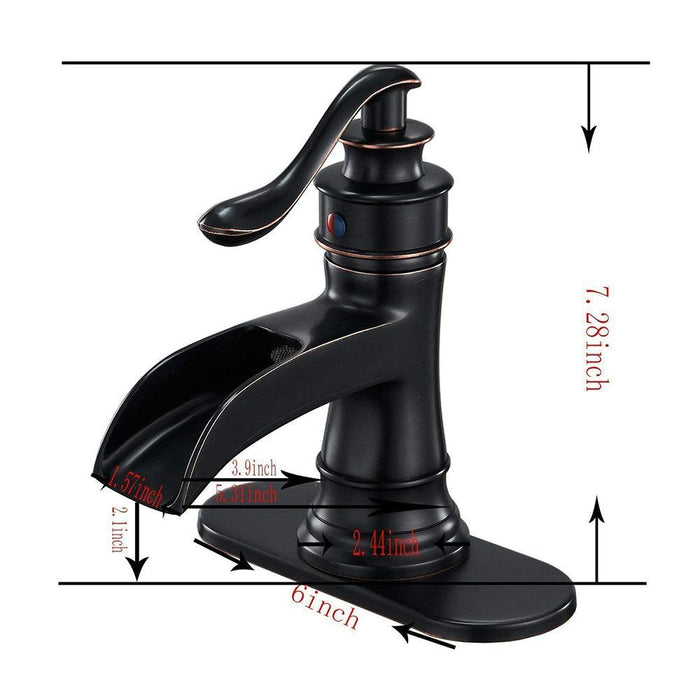 Oil Rubbed Bronze Single-Handle Low-Arc Bathroom Faucet with Pop-up Drain Assembly - ParrotUncle