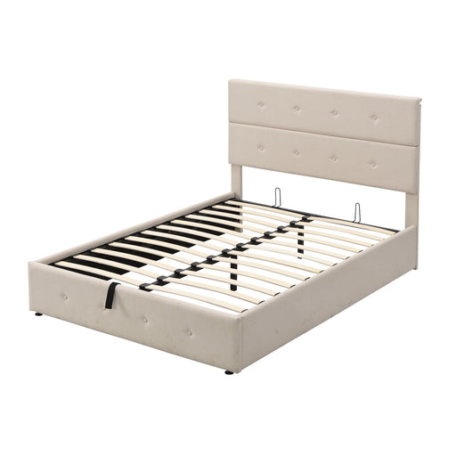 Parrot Uncle Beds Beige Full Upholstered Platform Bed with Underneath Storage - ParrotUncle