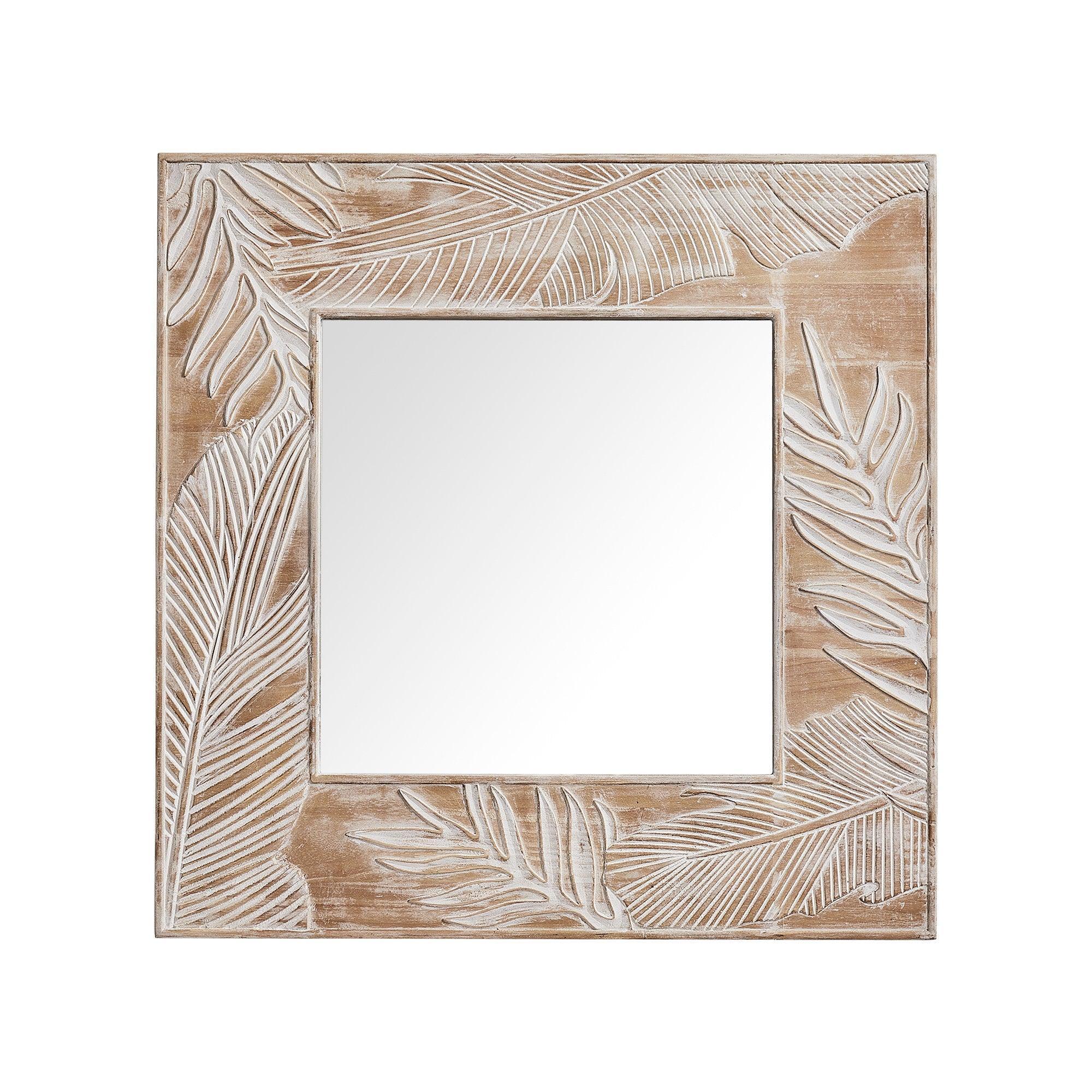 Parrot Uncle Frame for Mirrors Traditional Square Mirror Vintage Wall Decoration with Leaf Pattern - ParrotUncle