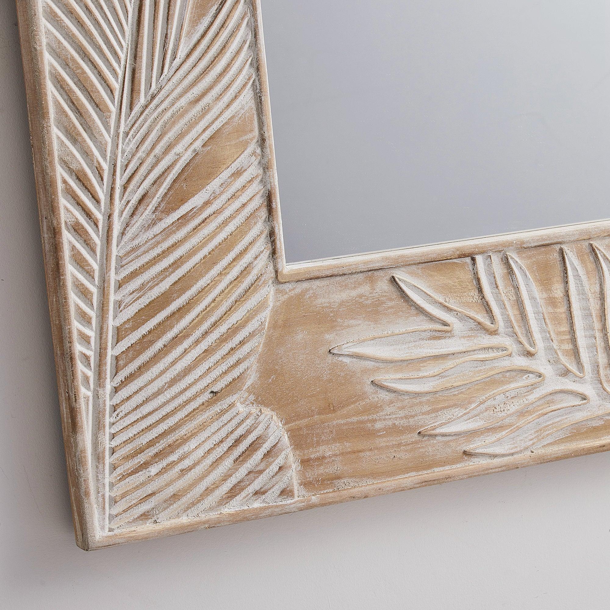 Parrot Uncle Frame for Mirrors Traditional Square Mirror Vintage Wall Decoration with Leaf Pattern - ParrotUncle