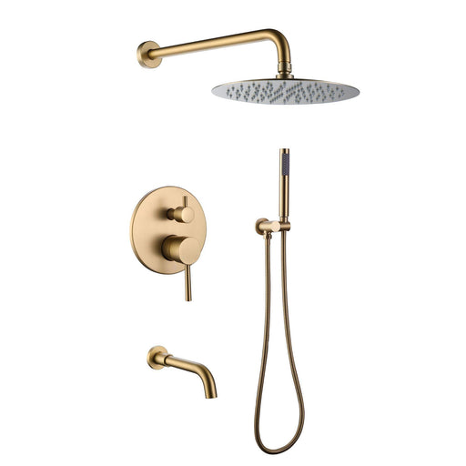 Pressure Balanced Single-Handle three-function Bathroom Shower System in Brushed Gold - ParrotUncle