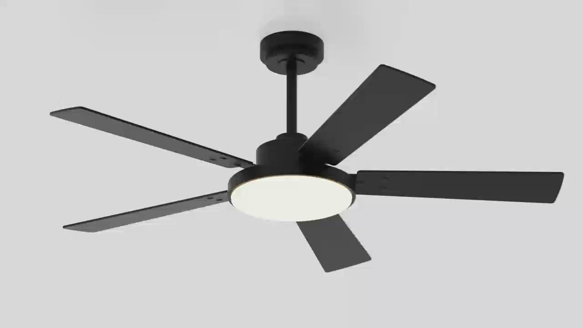 Ventilador de techo moderno Vaczon de 52 pulgadas con motor de CC y 5 aspas, luz LED y control remoto.