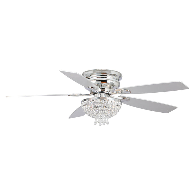 Ventilador de techo de cristal reversible de montaje empotrado cromado moderno de 52 