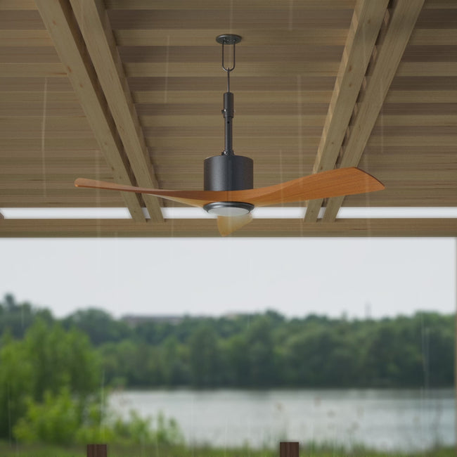 42 Inch Patio Guard IP65 Outdoor DC Motor Black Modern Hanging Buckle Downrod Ceiling Fan with Light