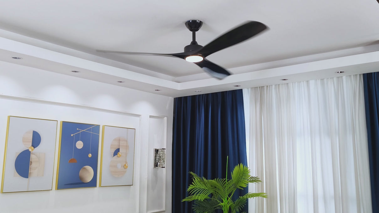 Ventilador de techo moderno Alexi DC de 60 pulgadas con motor y varilla descendente y luz LED