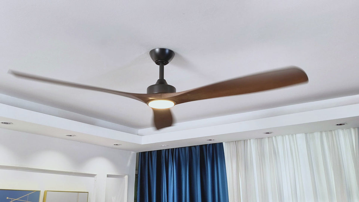 Ventilador de techo moderno Alexi DC de 60 pulgadas con motor y varilla descendente y luz LED