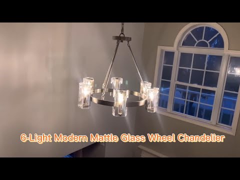 6-Light Modern Mattle Glass Wheel Chandelier