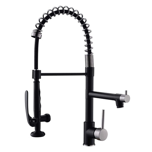 Pull Down Kitchen Faucet with Sprayer, Commercial Matte Black Kitchen Sink Faucets - ParrotUncle