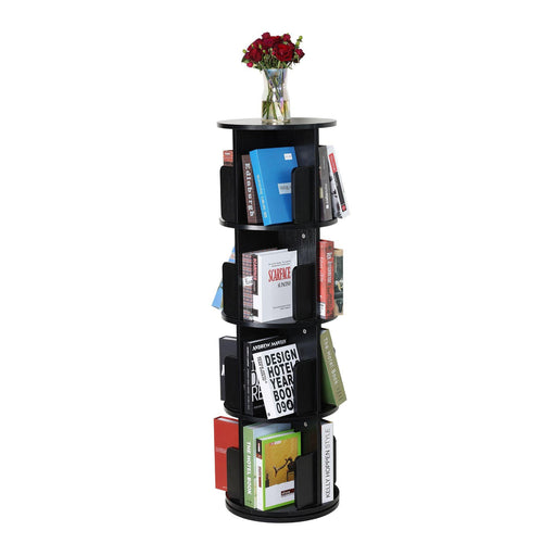 Rotating Bookshelf 360° Display Floor Standing 4-Shelf Bookcase - ParrotUncle