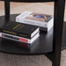 Round Glass Top Solid Wood Storage Black Coffee Table - ParrotUncle