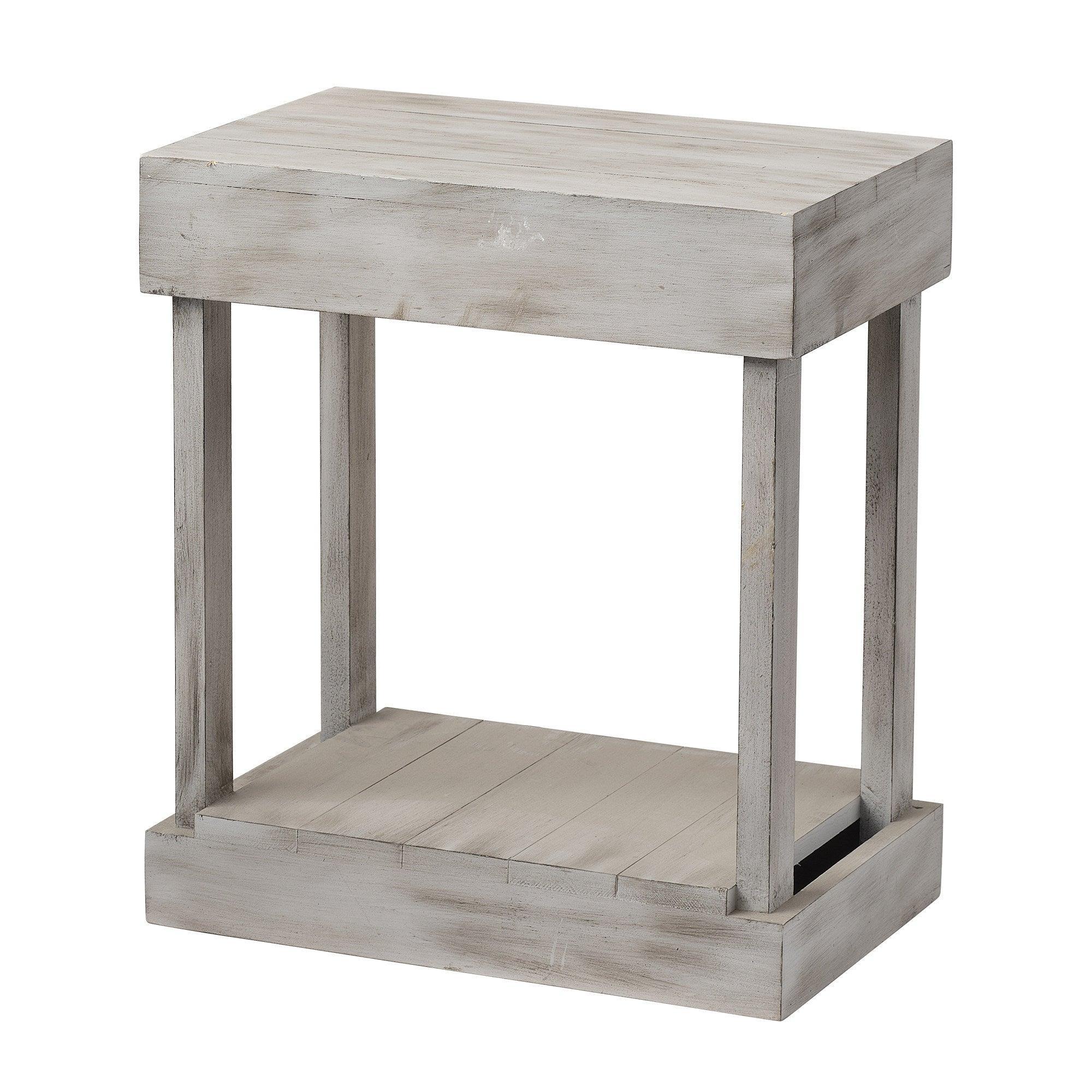 Rustic Wood Square End Table with Shelf - ParrotUncle