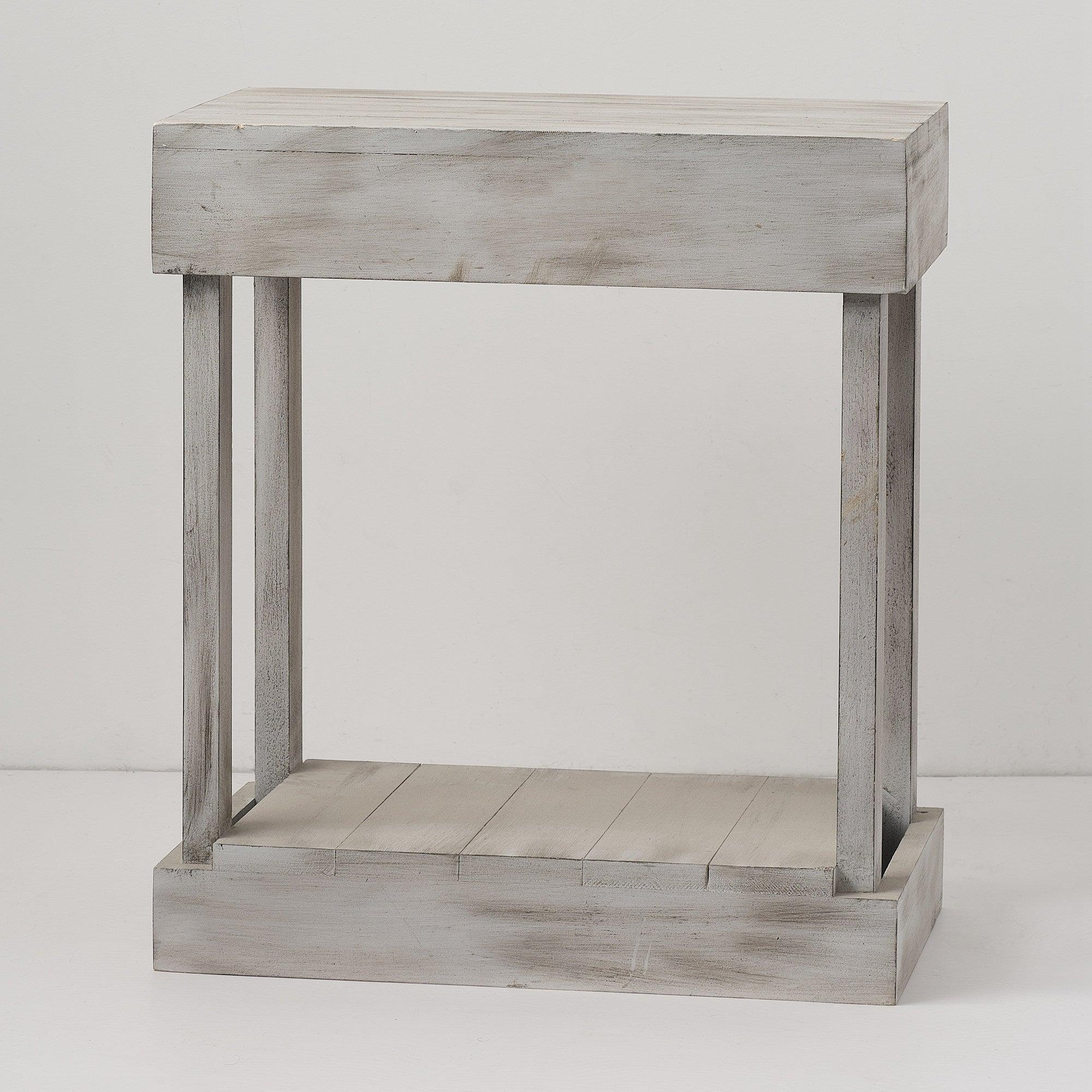 Rustic Wood Square End Table with Shelf - ParrotUncle