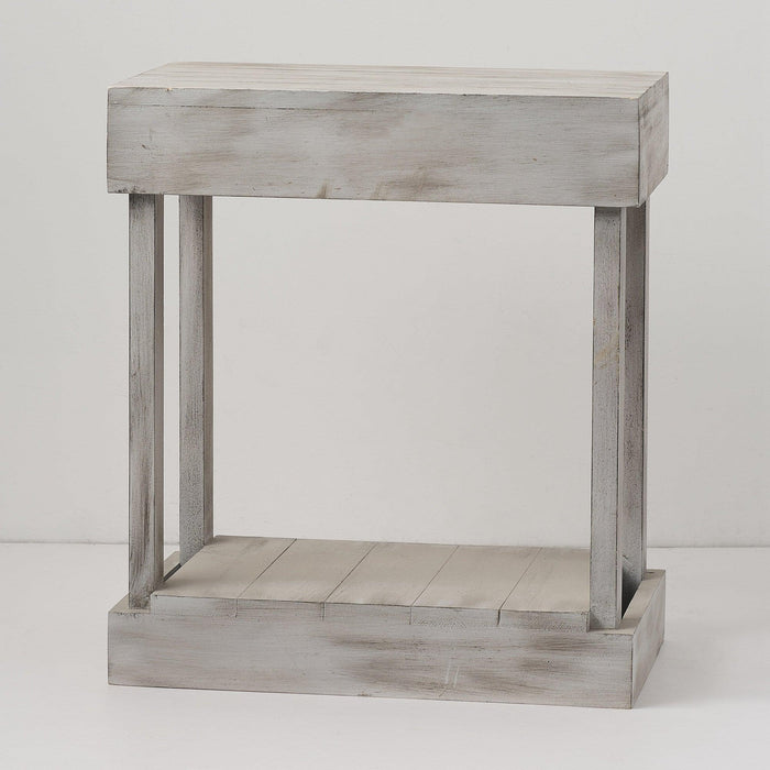 Rustic Wood Square End Table with Shelf - ParrotUncle