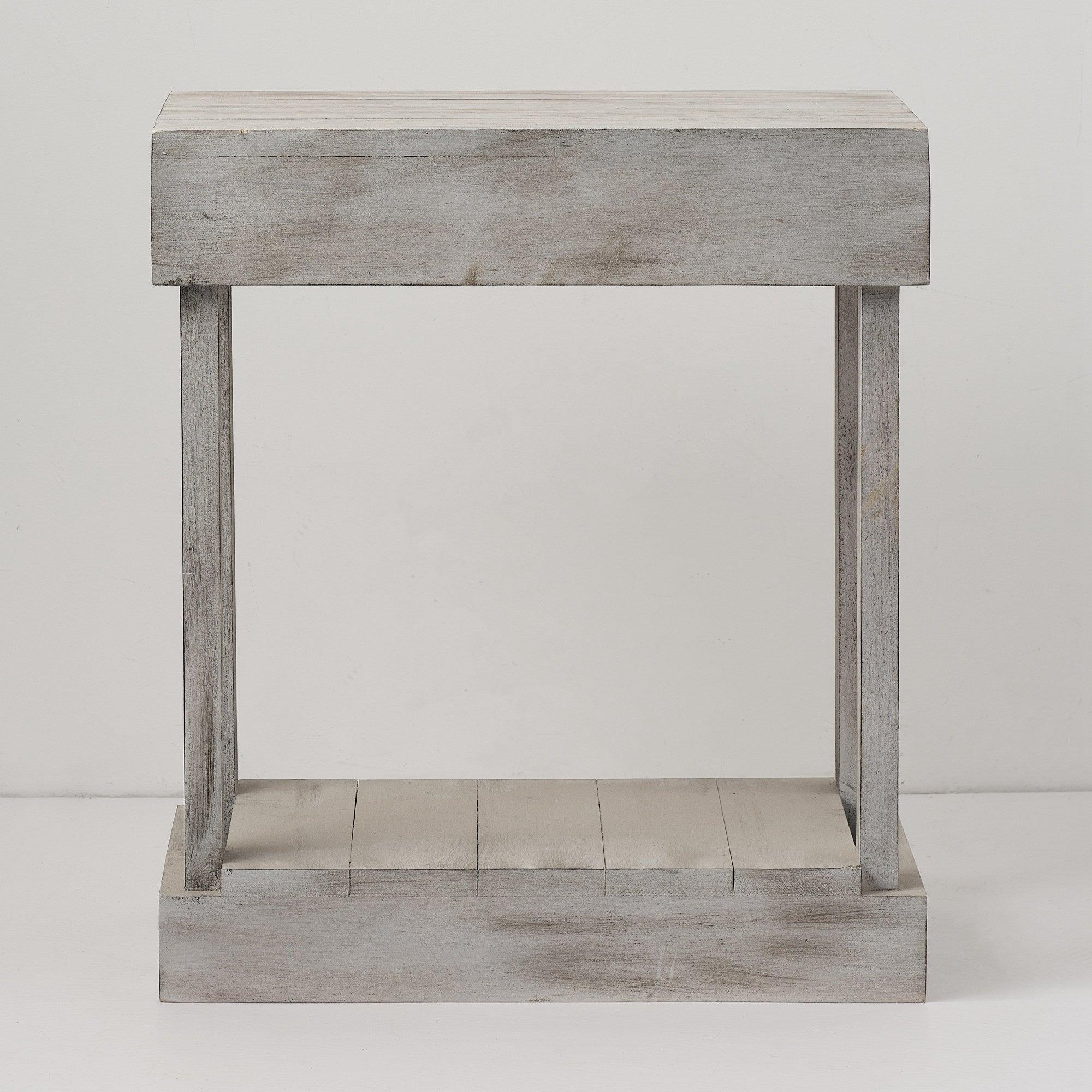 Rustic Wood Square End Table with Shelf - ParrotUncle