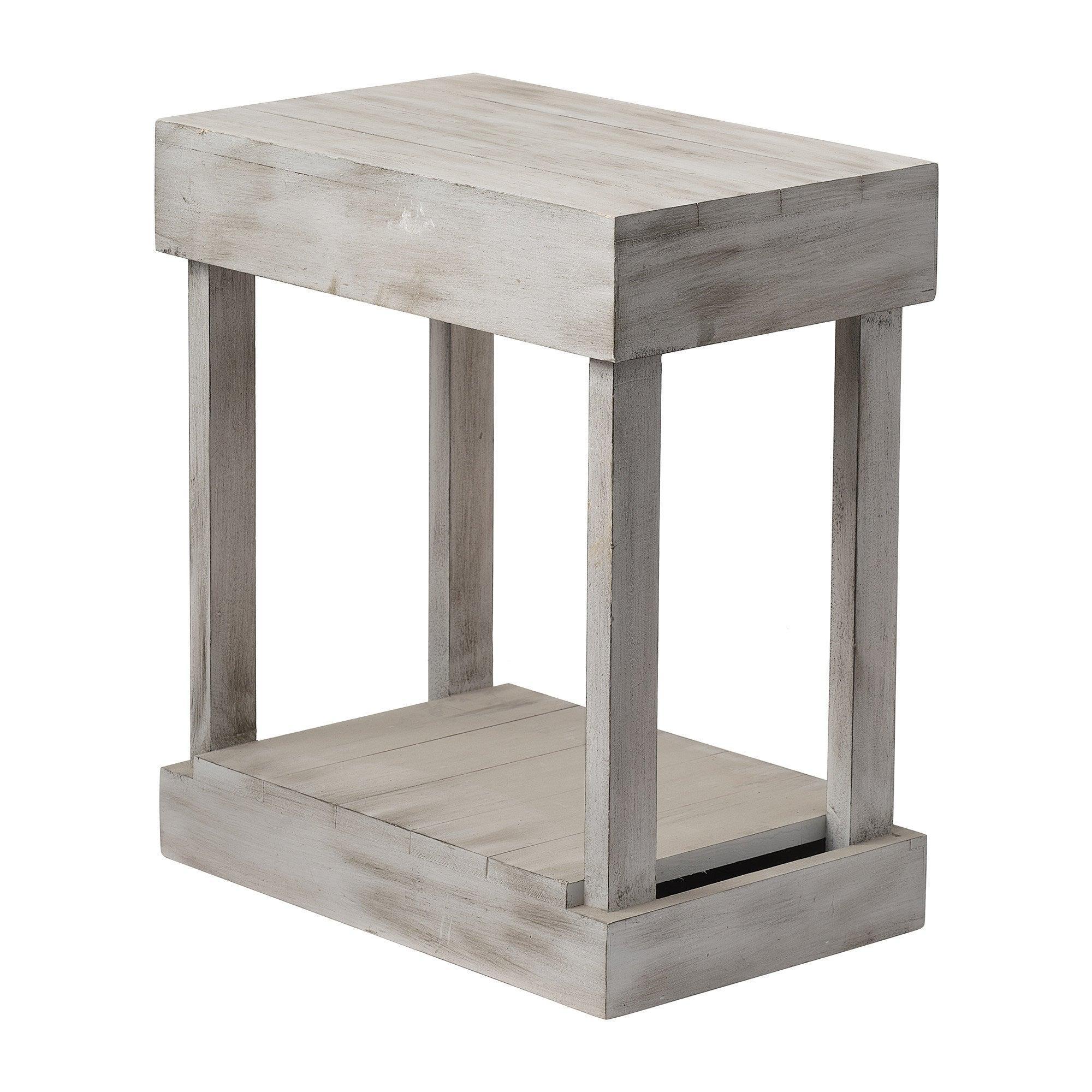 Rustic Wood Square End Table with Shelf - ParrotUncle