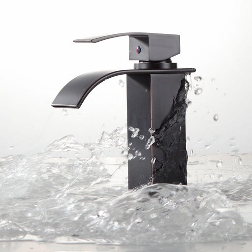 Single Handle Faucet Oil Rubbed Bronze Waterfall Bathroom Faucet - ParrotUncle