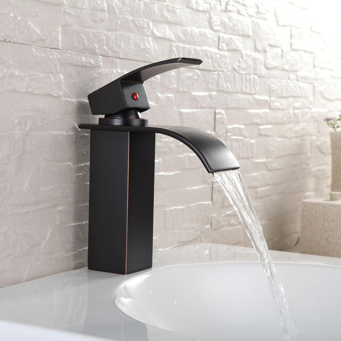 Single Handle Faucet Oil Rubbed Bronze Waterfall Bathroom Faucet - ParrotUncle
