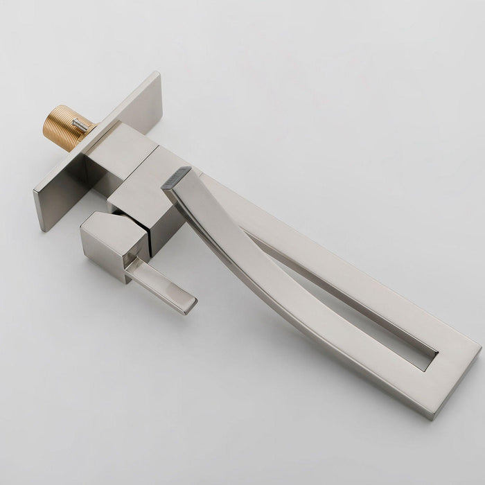 Single Handle High-Arc Brushed Nickel Copper Bathroom Faucet with Deck Plate - ParrotUncle