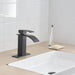 Single-Handle Low-Arc Single-Hole Bathroom Faucet with Pop-Up Drain Assembly Waterfall in Matte Black - ParrotUncle