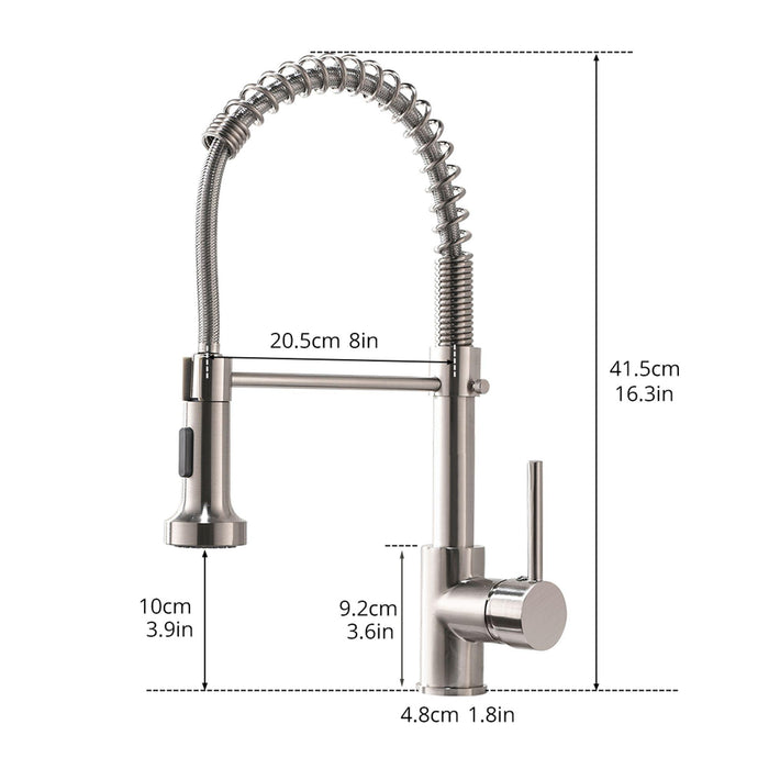 Single Handle Pull Down Sprayer Kitchen Faucet in Golden/ Brushed Nickel - ParrotUncle
