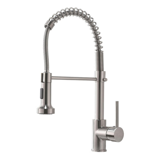 Single Handle Pull Down Sprayer Kitchen Faucet in Golden/ Brushed Nickel - ParrotUncle