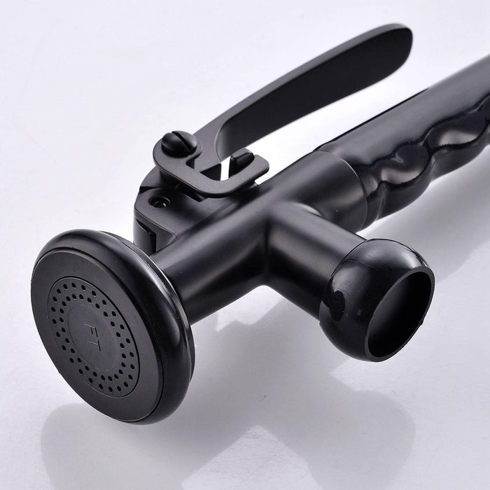 Single Handle Pull Down Sprayer Kitchen Faucet with 360° Rotation in Matte Black - ParrotUncle