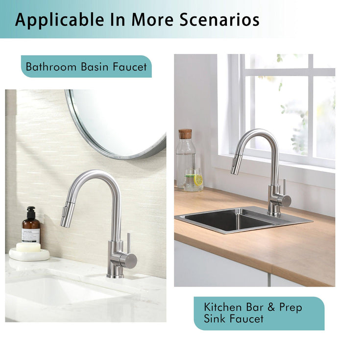 Single Handle Pull-Out Double-Function Kitchen Faucet - ParrotUncle