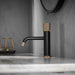 Single Handle Single-Hole Bathroom Sink Faucet in Matte Black Rose Gold - ParrotUncle