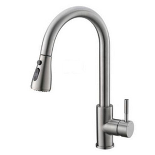Single Handle Touch on Kitchen Faucet With Pull Down Sprayer One Hole Stainless Steel Gooseneck Tap in Brush Nickel - ParrotUncle