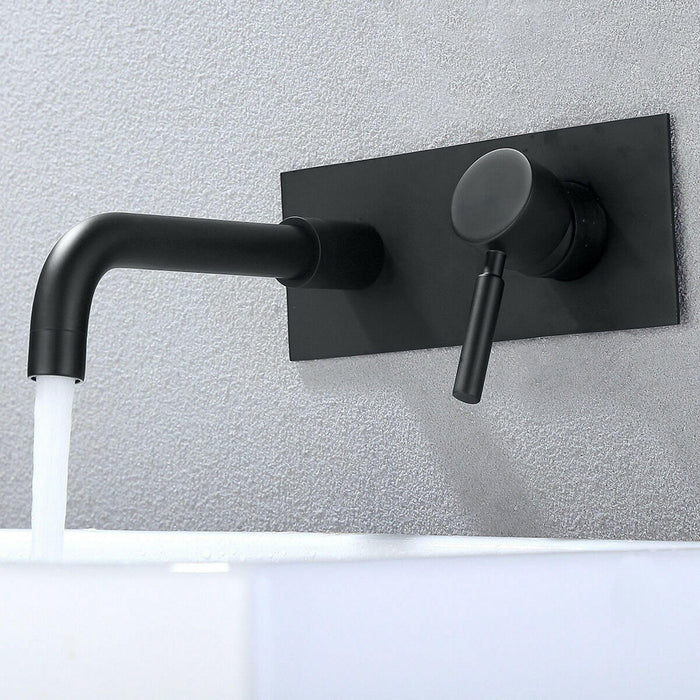 Single Handle Wall Mounted Bathroom Faucet in Matte Black - ParrotUncle