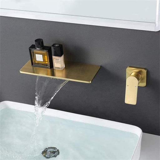 Single Handle Widespread Wall Mounted Bathroom Faucet with Shelf Function - ParrotUncle