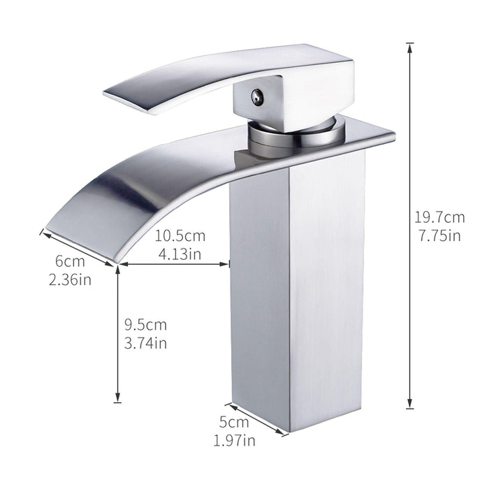 Single Hole Single-Handle Bathroom Faucet in Silver - ParrotUncle