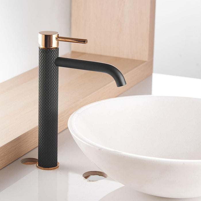 Single Hole Single Handle Deck Mounted Bathroom Faucet in Black - ParrotUncle