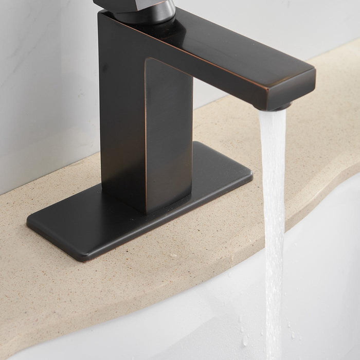 Single Hole Single-Handle Low-Arc Bathroom Faucet in Matte Black - ParrotUncle