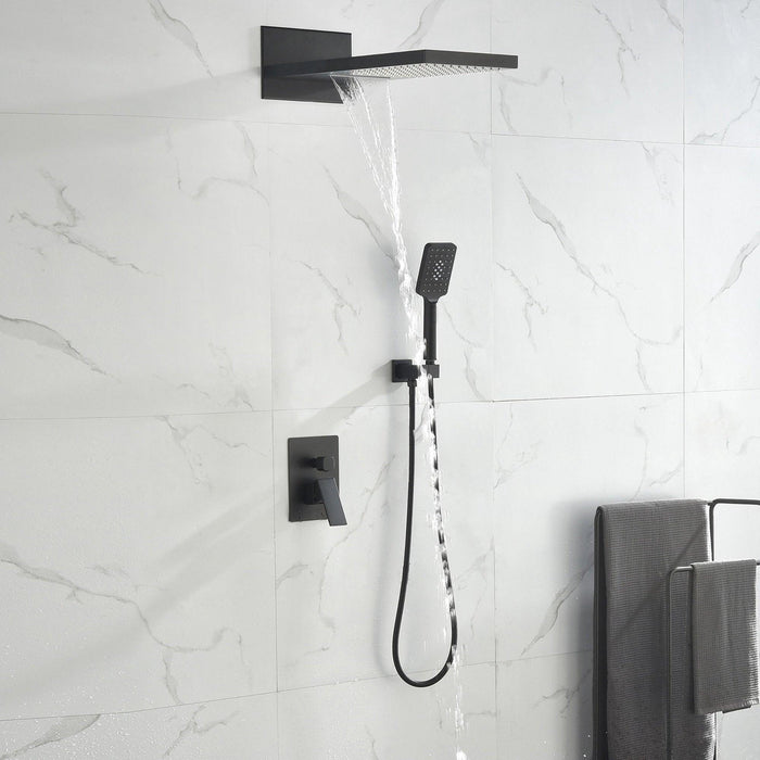 Three-Function Square Waterfall Spray Bathroom Shower Set - ParrotUncle