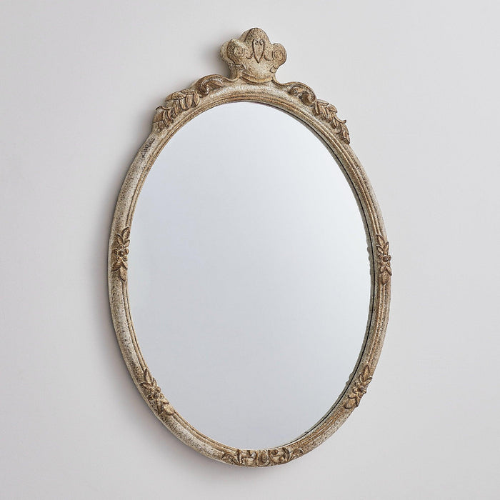 Traditioanl Oval Mirror With Wood Frame Rustic Decor Wall Mirror - ParrotUncle