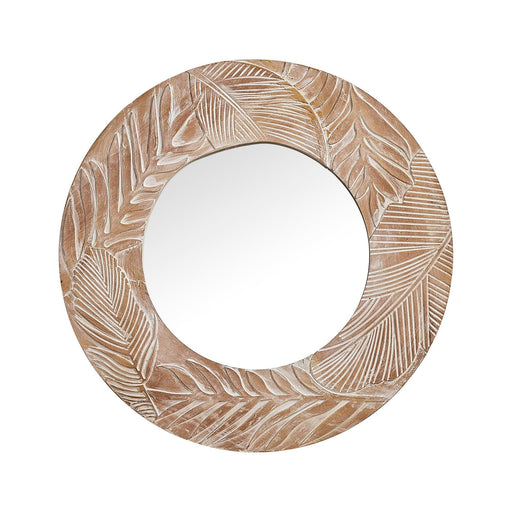 Traditioanl Wood Round Mirror Wall Decor - ParrotUncle