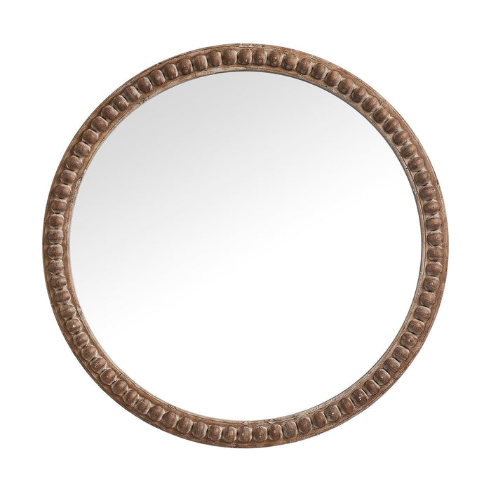 Traditional Round Mirror Vintage Wall Decoration with Beaded Detailing - ParrotUncle