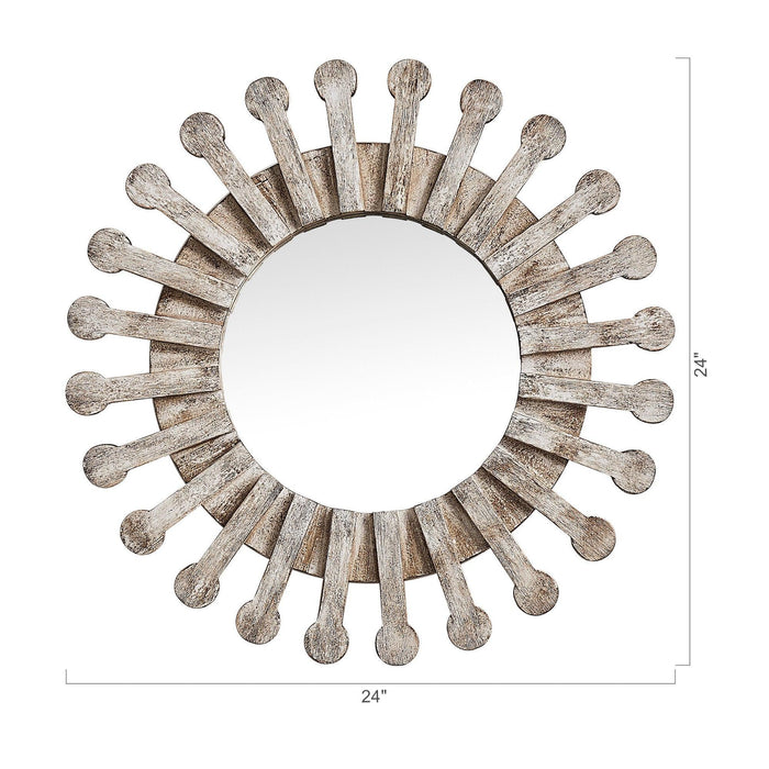 Traditional Round Wood Mirror Antiqued Casual Wall Decoration - ParrotUncle