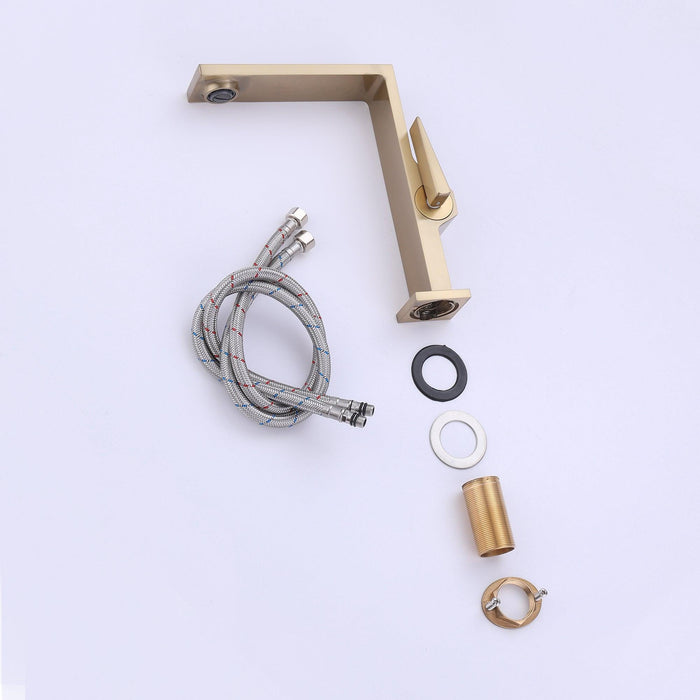 Vessel Single Hole Brushed Gold Sink Bathroom Faucets - ParrotUncle