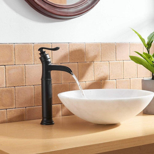 Vessel Sink Faucet with Pop Up Drain Without OVerflow in Matte Black - ParrotUncle