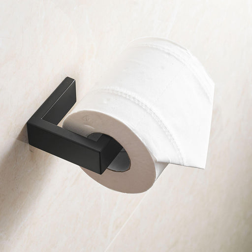Wall Mount Stainless Steel Toilet Paper Holder in Black - ParrotUncle