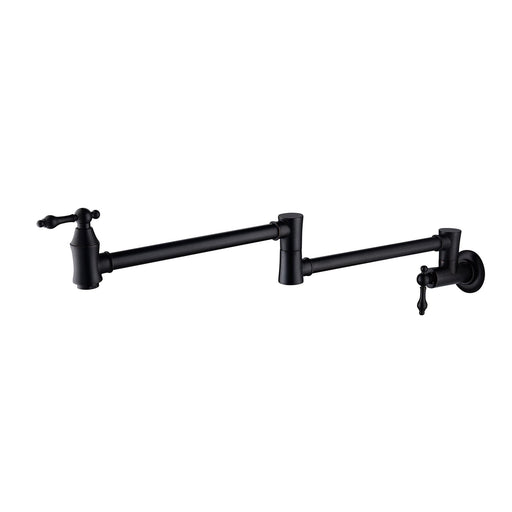 Wall Mounted Pot Filler with Double Handle in Black - ParrotUncle