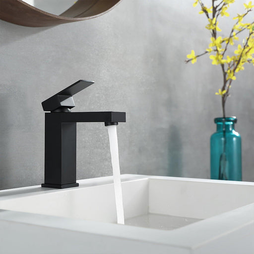 Waterfall Matte Black Single Hole Single-Handle Bathroom Faucet - ParrotUncle