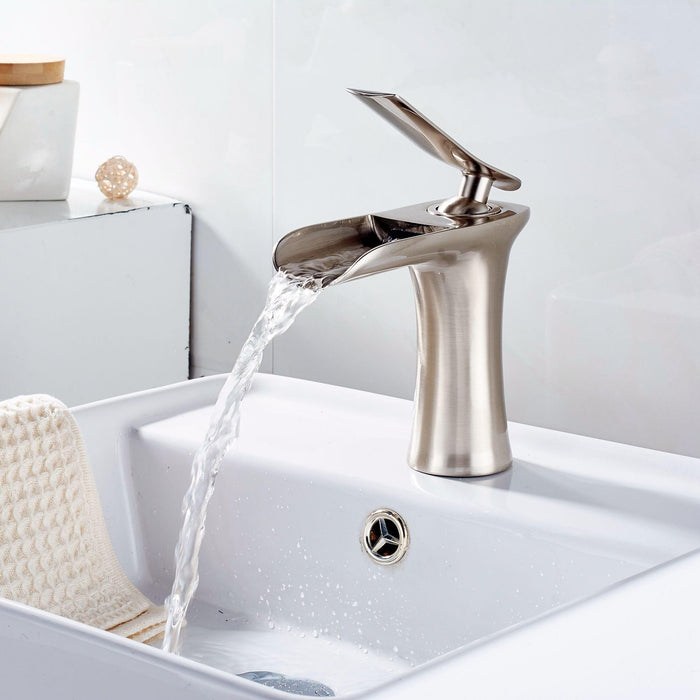 Waterfall Single Handle Bathroom Sink Faucet One Hole Mounted - ParrotUncle