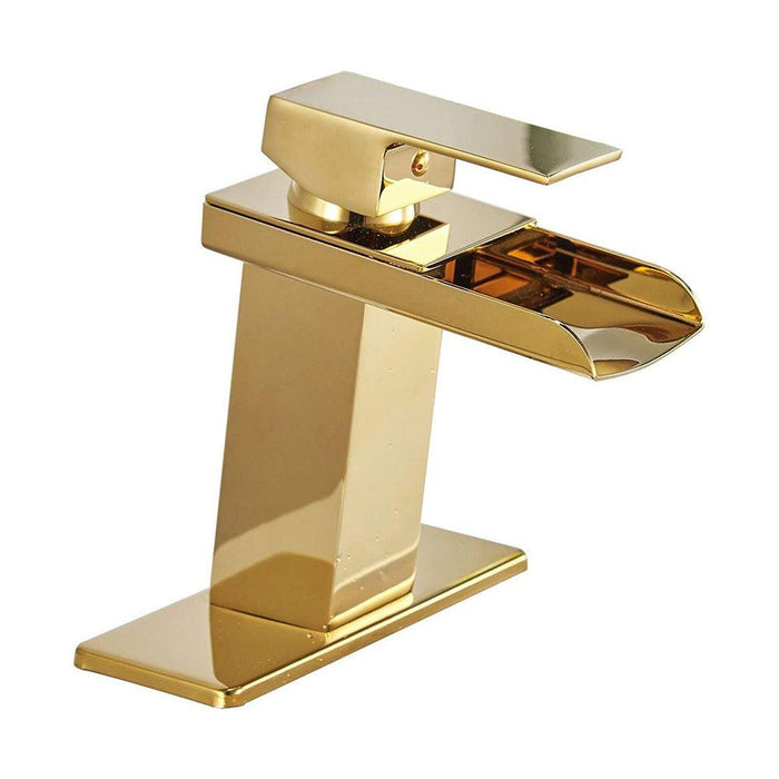 Waterfall Single Hole Single-Handle Bathroom Sink Faucet With Supply Line and Escutcheon - ParrotUncle