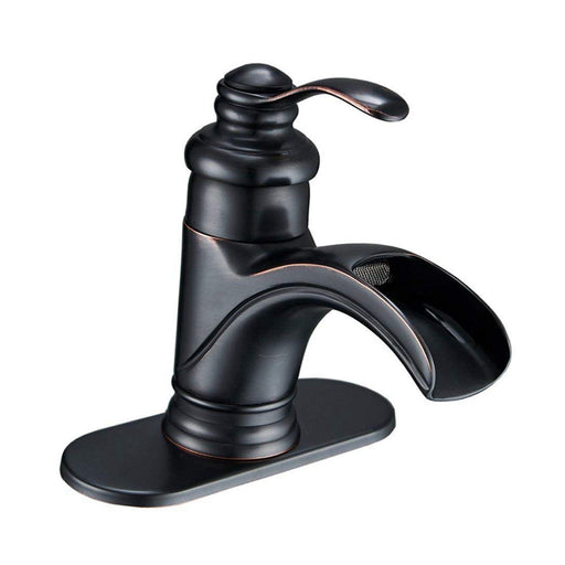 Waterfall Single Hole Single-Handle Low-Arc Bathroom Faucet with Pop-up Drain Assembly - ParrotUncle