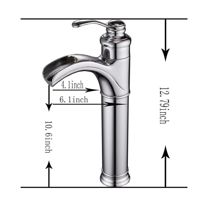 Waterfall Single Hole Single-Handle Vessel Bathroom Faucet With Pop-up Drain Assembly - ParrotUncle