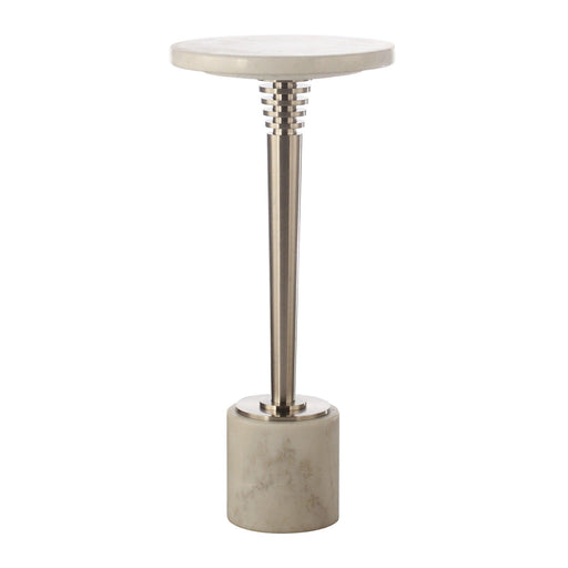 White Marble & Metal Table with Pedestal Base - ParrotUncle