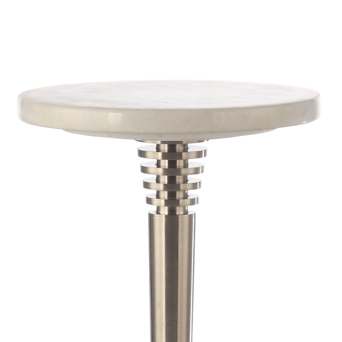 White Marble & Metal Table with Pedestal Base - ParrotUncle